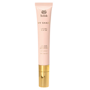 Biobelle lip oil with pink cap and gold base on white background