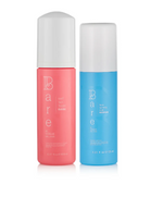 Two bottles, one red and one blue, with 'bare' branding on a white background.