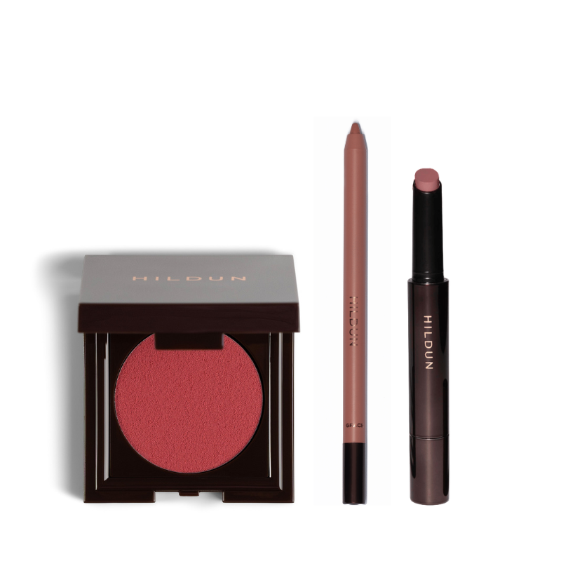 Hildun Beauty - Soft Pink Lip + Cheek Trio