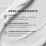 Text overlay of hero ingredients with icons on a white background