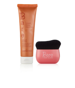 Bare Beauty bronzer with applicator on a white background