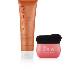 Bare Beauty bronzer with applicator on a white background