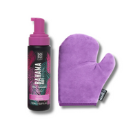 Front view of Bahama Body Tanning Mousse bottle with tropical label