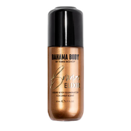 Front view of BAHAMA BODY Bronze Elixir with sleek glass bottle