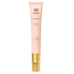 Biobelle lip oil with pink cap and gold base on white background