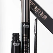 BPerfect Cosmetics eyebrow products including a brow glue and pencil on a white background