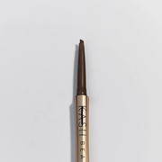 Brow pencil with gold casing and black text on a light gray background