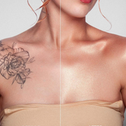 Champagne Powder Silk swatched on skin showing luminous finish