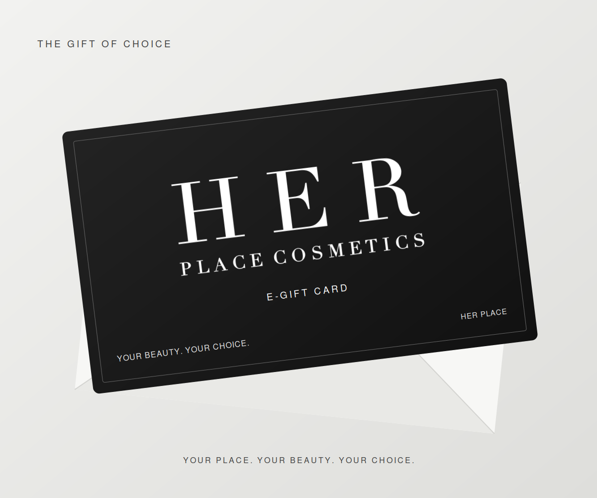 Her Place e-gift card with the official logo on a neutral grey background